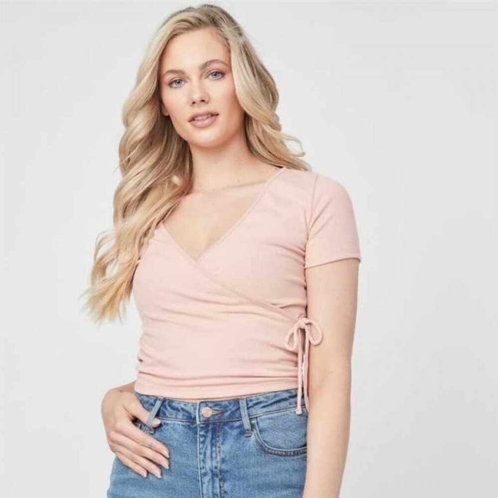 NWT Guess Jada Wrap Top in pink - medium